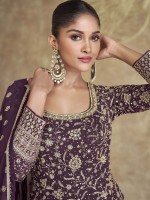 Dark Purple Real Georgette Anarkali Suit